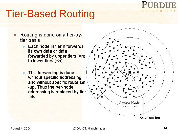 Tier-Based Routing l Routing is done on a tier-bytier basis l Each node in