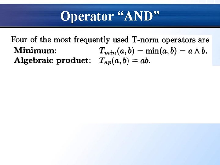 Operator “AND” 