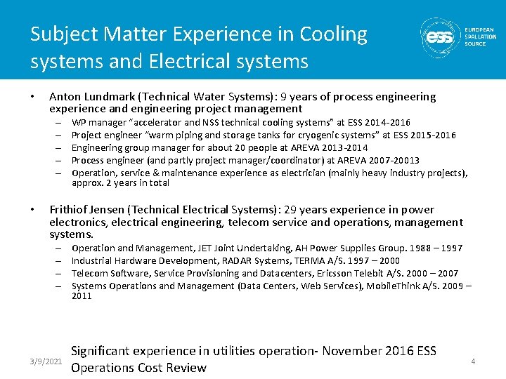 Subject Matter Experience in Cooling systems and Electrical systems • Anton Lundmark (Technical Water