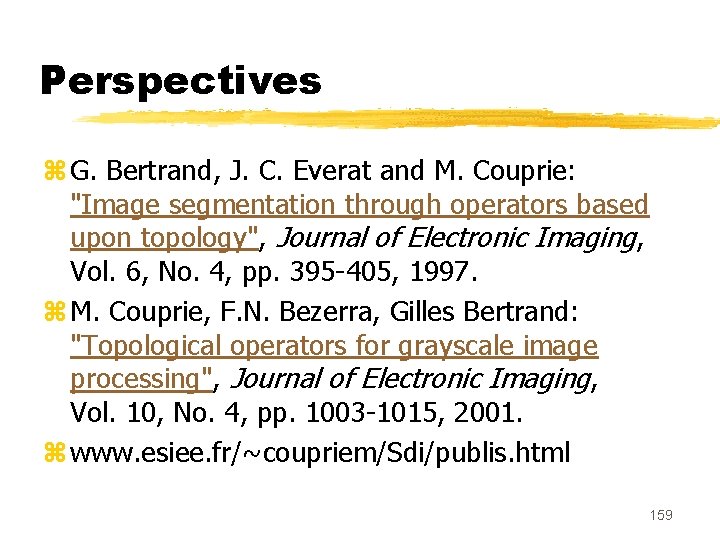 Perspectives z G. Bertrand, J. C. Everat and M. Couprie: "Image segmentation through operators