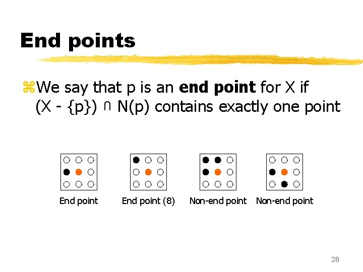 End points z. We say that p is an end point for X if