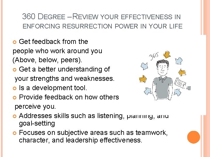360 DEGREE – REVIEW YOUR EFFECTIVENESS IN ENFORCING RESURRECTION POWER IN YOUR LIFE Get