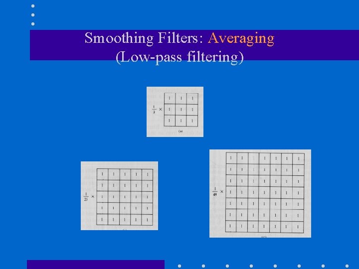 Smoothing Filters: Averaging (Low-pass filtering) 