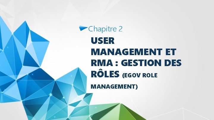 Chapitre 2 USER MANAGEMENT ET RMA : GESTION DES RÔLES (EGOV ROLE MANAGEMENT) 