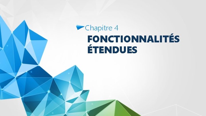 Chapitre 4 FONCTIONNALITÉS ÉTENDUES 