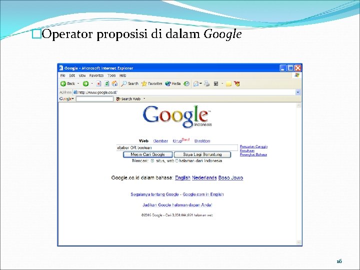 �Operator proposisi di dalam Google 16 