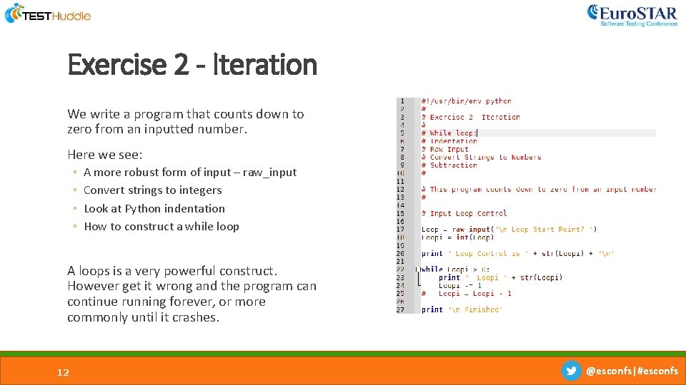 Exercise 2 - Iteration We write a program that counts down to zero from Exercise 2 - Iteration We write a program that counts down to zero from