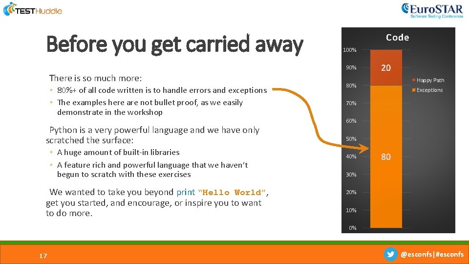 Before you get carried away Code 100% 90% There is so much more: ◦ Before you get carried away Code 100% 90% There is so much more: ◦