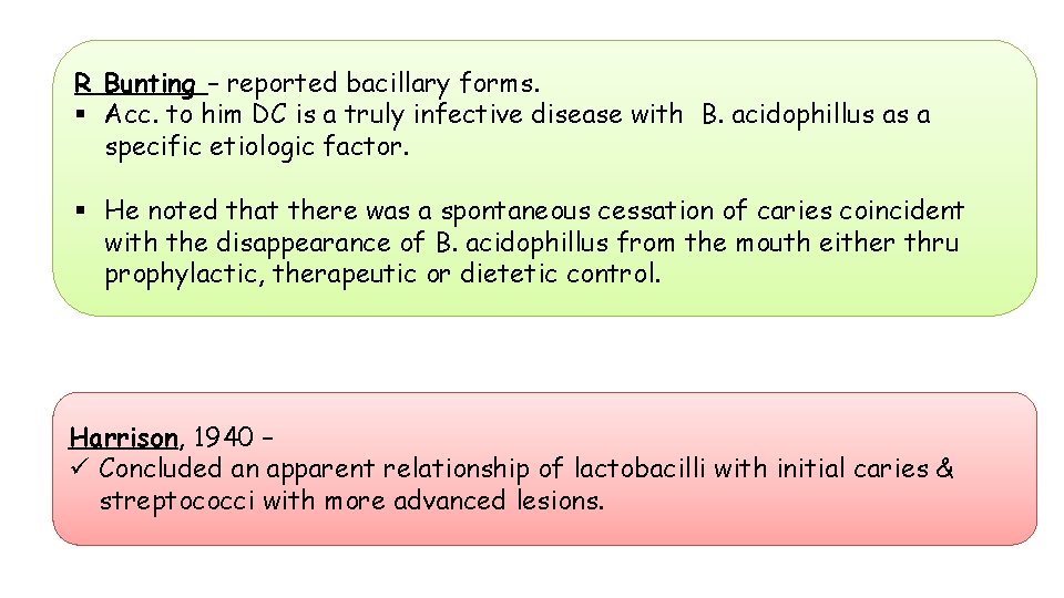 R Bunting – reported bacillary forms. § Acc. to him DC is a truly