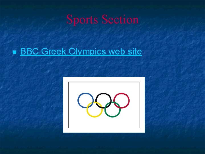 Sports Section n BBC Greek Olympics web site 