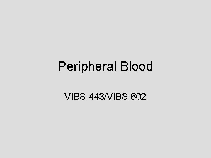 Peripheral Blood VIBS 443/VIBS 602 