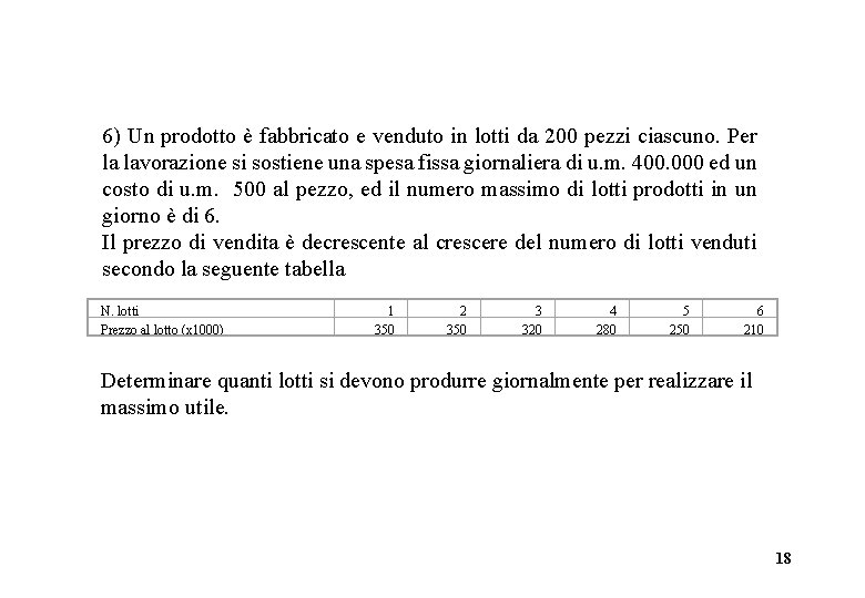 6) Un prodotto è fabbricato e venduto in lotti da 200 pezzi ciascuno. Per