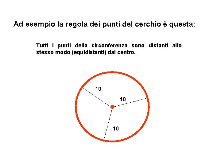 Ad esempio la regola dei punti del cerchio è questa: Tutti i punti della Ad esempio la regola dei punti del cerchio è questa: Tutti i punti della