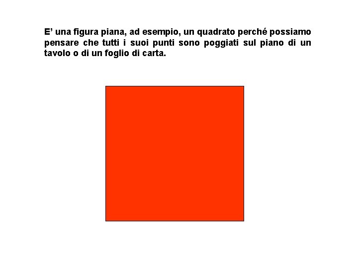 E’ una figura piana, ad esempio, un quadrato perché possiamo pensare che tutti i E’ una figura piana, ad esempio, un quadrato perché possiamo pensare che tutti i