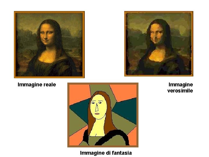 Immagine reale Immagine verosimile Immagine di fantasia Immagine reale Immagine verosimile Immagine di fantasia