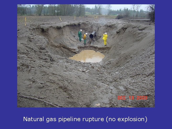Natural gas pipeline rupture (no explosion) 
