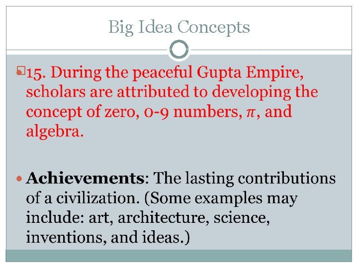 Big Idea Concepts � 