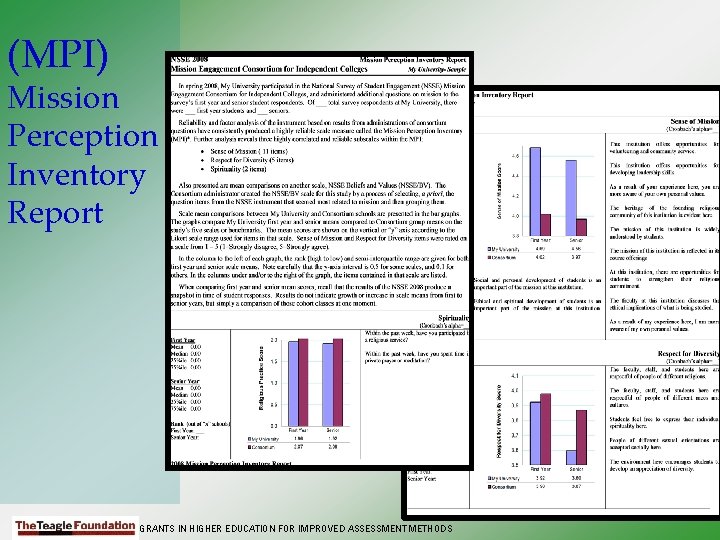 (MPI) Mission Perception Inventory Report 14 GRANTS IN HIGHER EDUCATION FOR IMPROVED ASSESSMENT METHODS