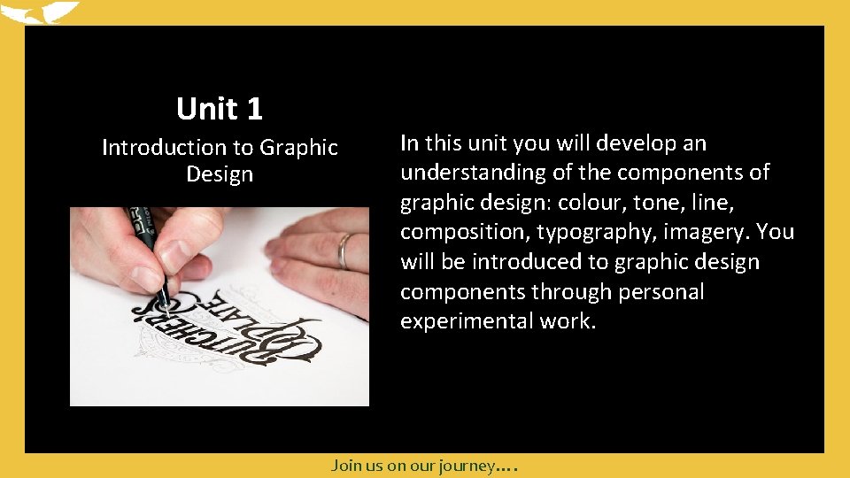 Unit 1 Introduction to Graphic Design In this unit you will develop an understanding