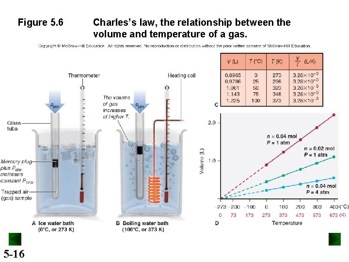 Figure 5. 6 5 -16 Charles’s law, the relationship between the volume and temperature