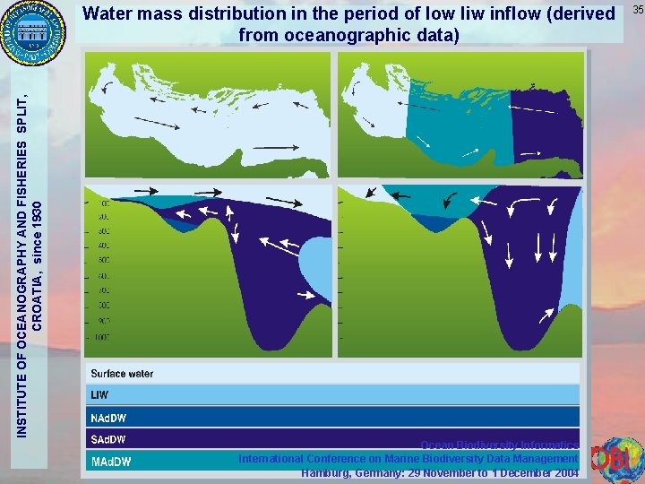 INSTITUTE OF OCEANOGRAPHY AND FISHERIES SPLIT, CROATIA, since 1930 Water mass distribution in the