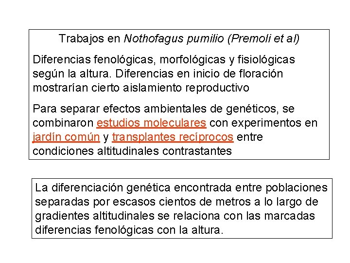 Trabajos en Nothofagus pumilio (Premoli et al) Diferencias fenológicas, morfológicas y fisiológicas según la Trabajos en Nothofagus pumilio (Premoli et al) Diferencias fenológicas, morfológicas y fisiológicas según la