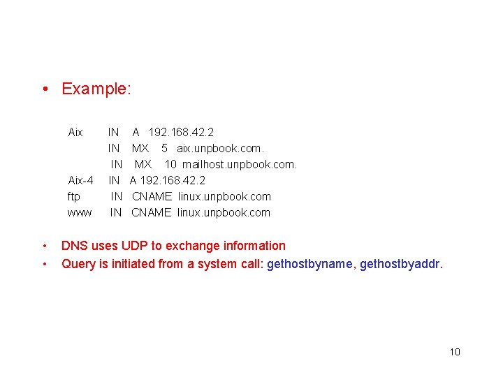  • Example: Aix-4 ftp www • • IN IN IN A 192. 168.