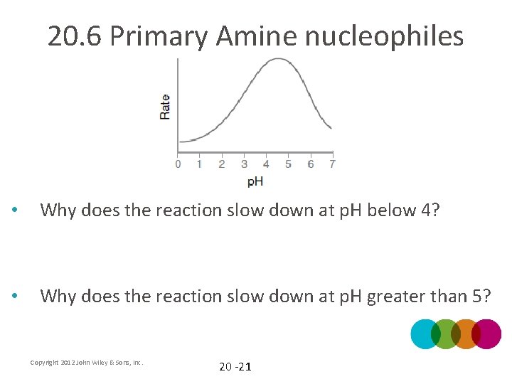 20. 6 Primary Amine nucleophiles • Why does the reaction slow down at p.