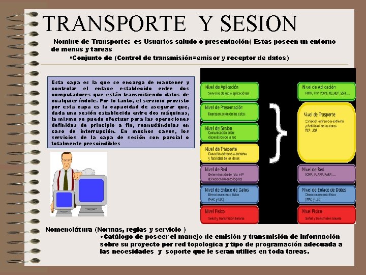 TRANSPORTE Y SESION Nombre de Transporte: es Usuarios saludo o presentación( Estas poseen un