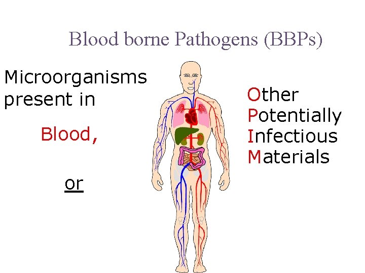Blood borne Pathogens (BBPs) Microorganisms present in Blood, or Other Potentially Infectious Materials 