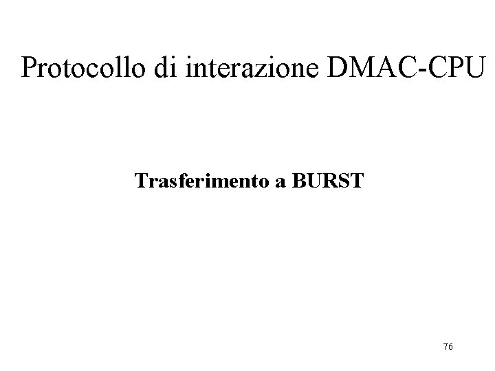 Protocollo di interazione DMAC-CPU Trasferimento a BURST 76 