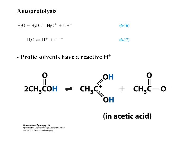 Autoprotolysis - Protic solvents have a reactive H+ 