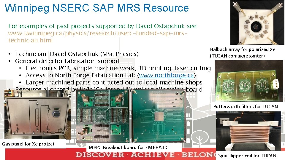 Winnipeg NSERC SAP MRS Resource For examples of past projects supported by David Ostapchuk