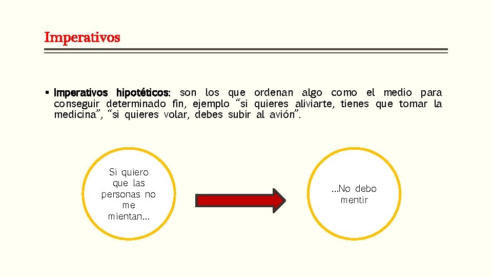 Imperativos § Imperativos hipotéticos: son los que ordenan algo como el medio para conseguir