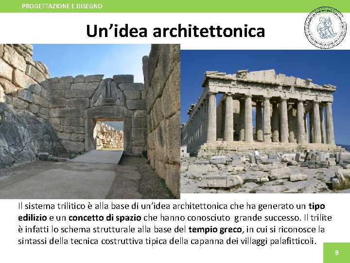 PROGETTAZIONE E DISEGNO Un’idea architettonica Il sistema trilitico è alla base di un’idea architettonica