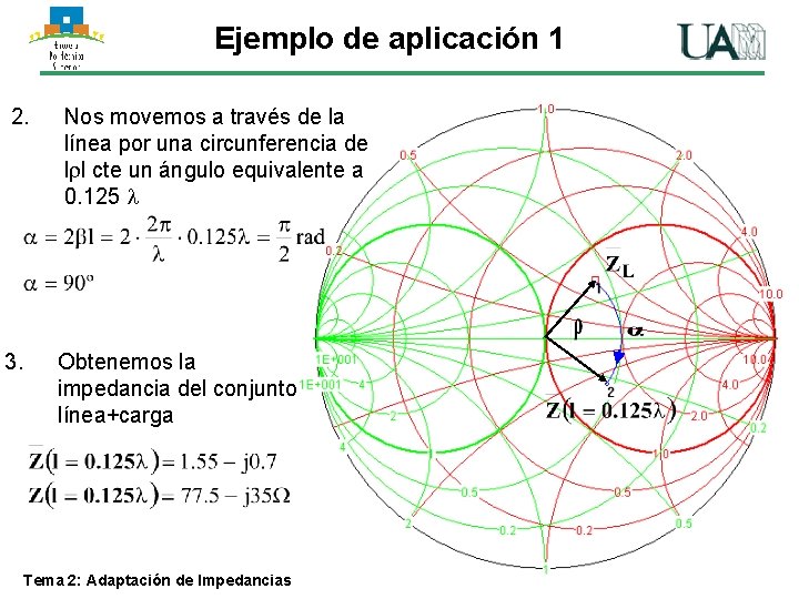 Ejemplo de aplicación 1 2. Nos movemos a través de la línea por una