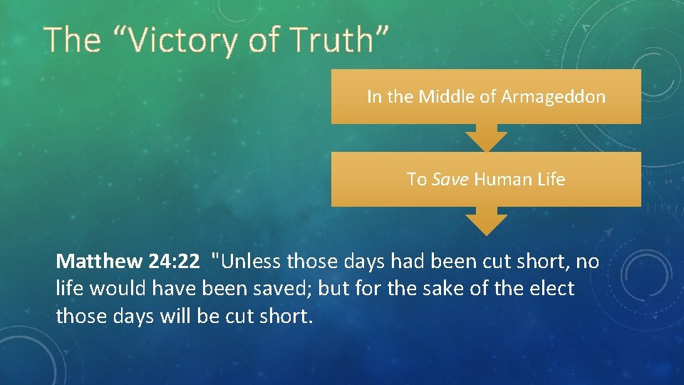The “Victory of Truth” In the Middle of Armageddon To Save Human Life Haters