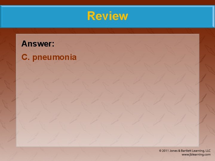 Review Answer: C. pneumonia 