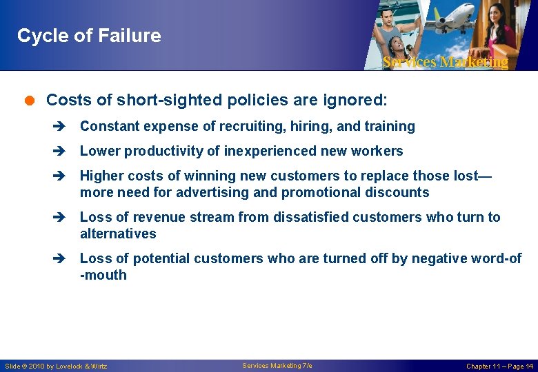 Cycle of Failure Services Marketing = Costs of short-sighted policies are ignored: è Constant