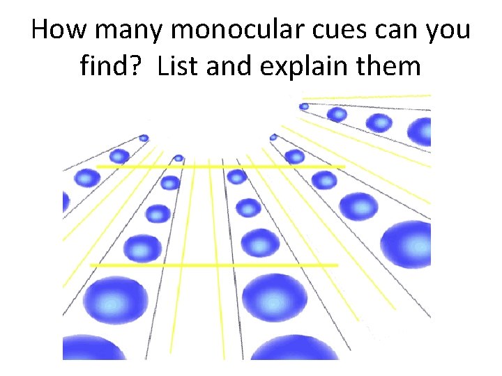 How many monocular cues can you find? List and explain them 