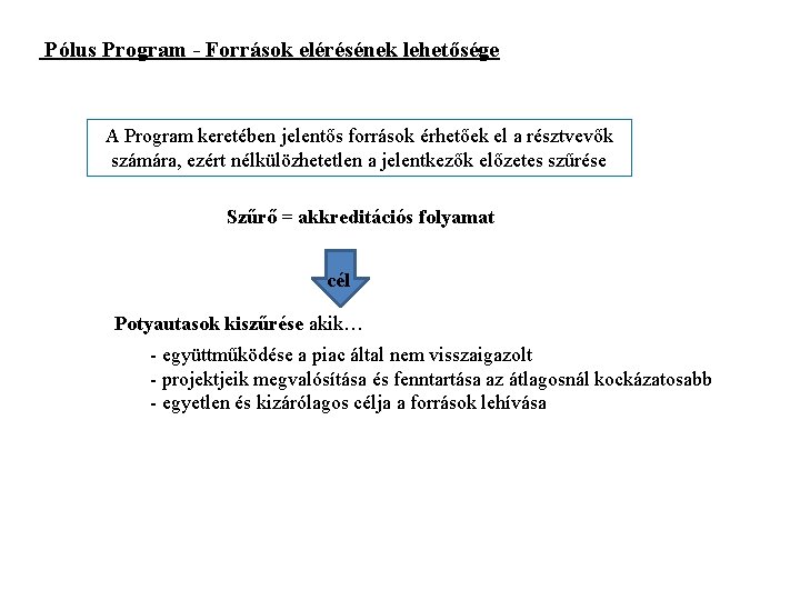 Pólus Program - Források elérésének lehetősége A Program keretében jelentős források érhetőek el a