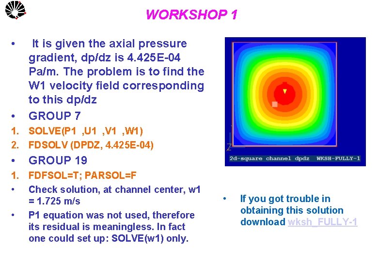 WORKSHOP 1 UNICAMP • • It is given the axial pressure gradient, dp/dz is