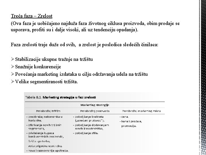 Treća faza – Zrelost (Ova faza je uobičajeno najduža faza životnog ciklusa proizvoda, obim Treća faza – Zrelost (Ova faza je uobičajeno najduža faza životnog ciklusa proizvoda, obim