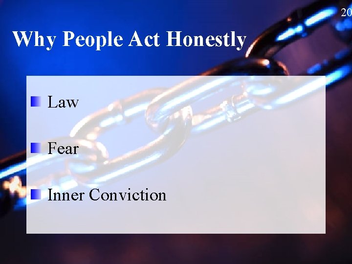 20 Why People Act Honestly Law Fear Inner Conviction 