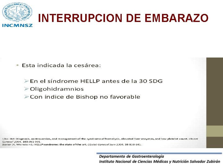 INTERRUPCION DE EMBARAZO • . 