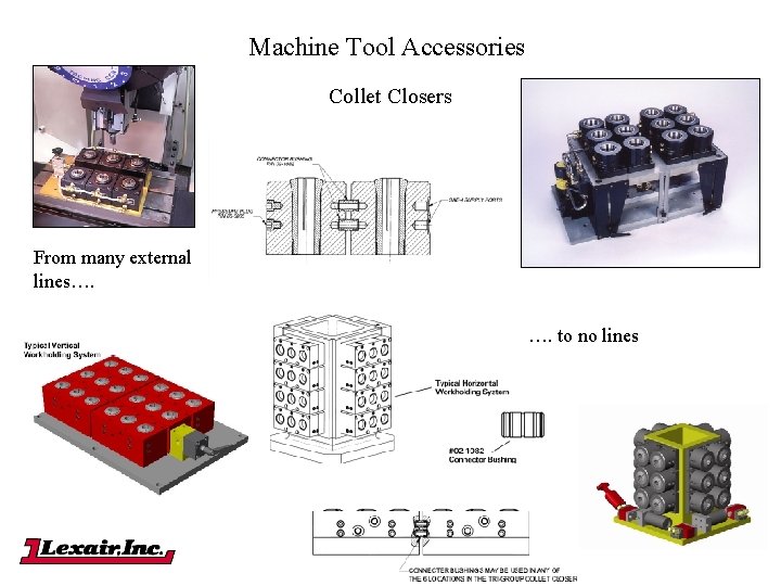 Machine Tool Accessories Collet Closers From many external lines…. …. to no lines Machine Tool Accessories Collet Closers From many external lines…. …. to no lines