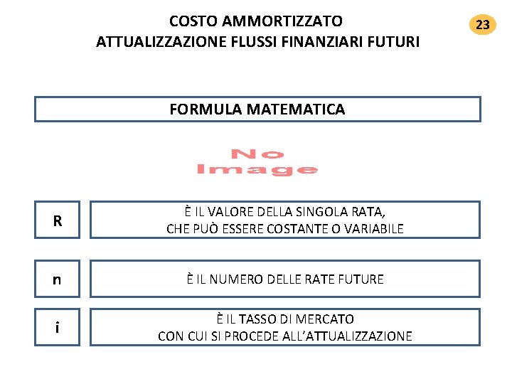 COSTO AMMORTIZZATO ATTUALIZZAZIONE FLUSSI FINANZIARI FUTURI FORMULA MATEMATICA R È IL VALORE DELLA SINGOLA COSTO AMMORTIZZATO ATTUALIZZAZIONE FLUSSI FINANZIARI FUTURI FORMULA MATEMATICA R È IL VALORE DELLA SINGOLA