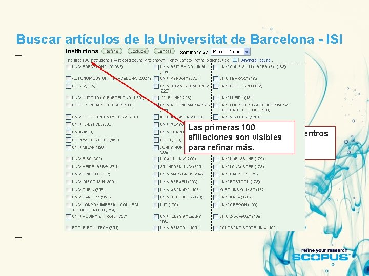 Buscar artículos de la Universitat de Barcelona - ISI Las primeras 100 Contieneson UB,