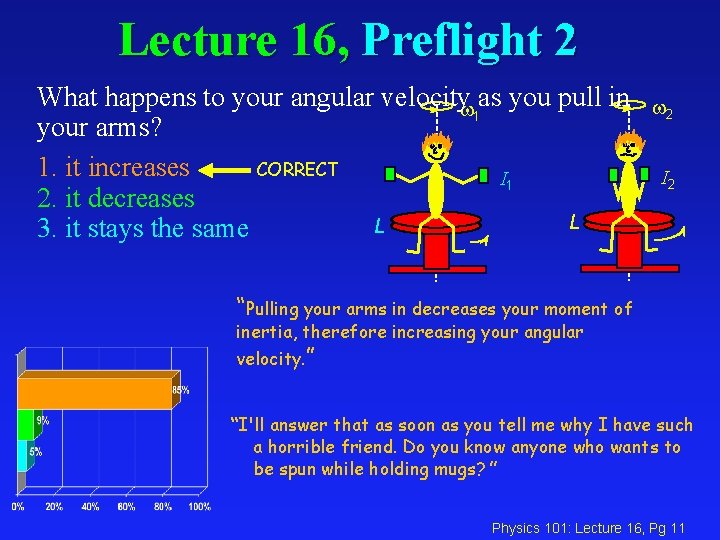 Lecture 16, Preflight 2 What happens to your angular velocity as you pull in