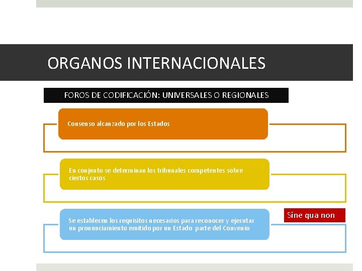 ORGANOS INTERNACIONALES FOROS DE CODIFICACIÓN: UNIVERSALES O REGIONALES Consenso alcanzado por los Estados En